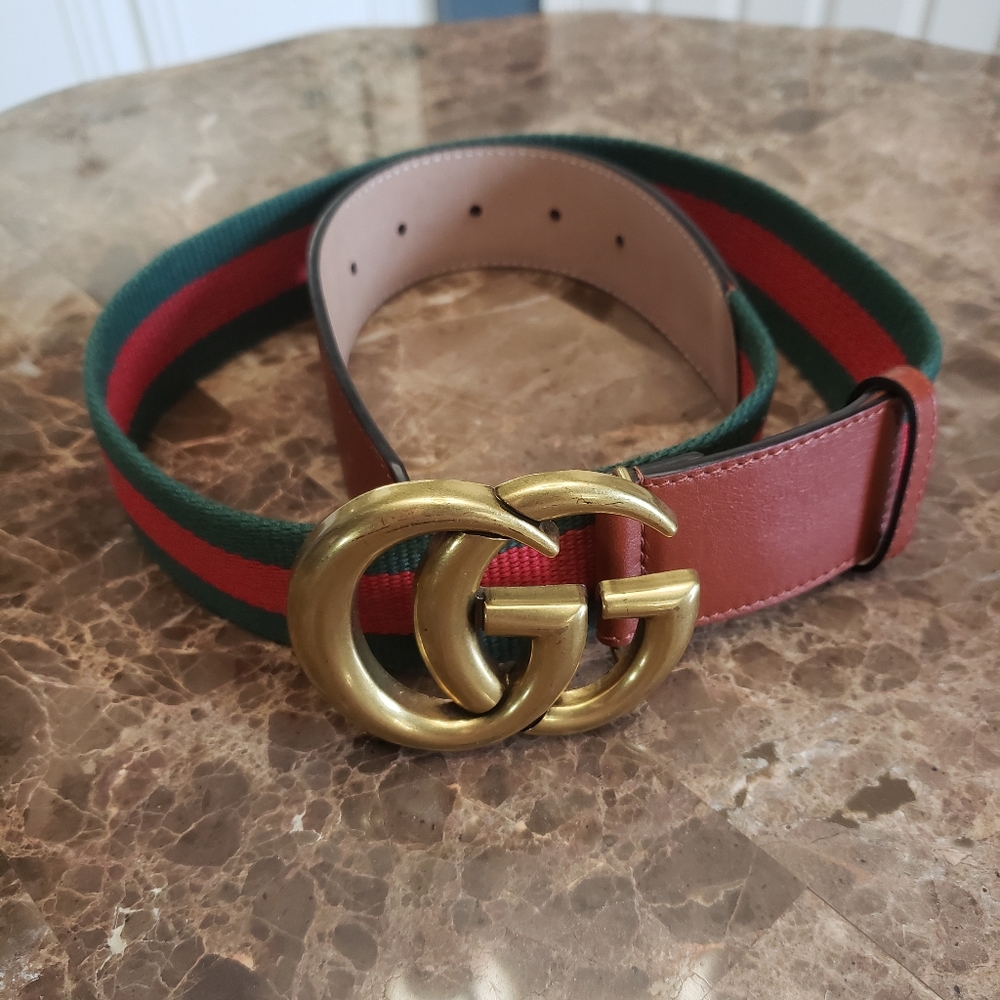 Authentic Gucci Web/Leather Belt
